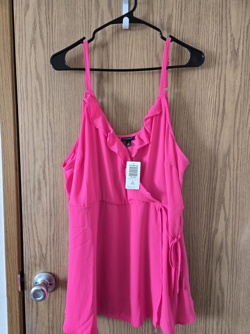 Hot Pink Ruffle Wrap Tank Top